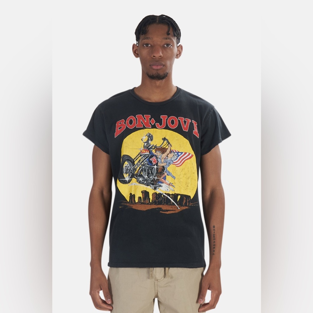 NWT MadeWorn Bon Jovi Born To Ride 1989 Concert Tee Black Size M